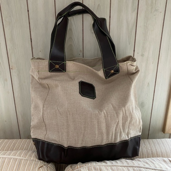 patron leather green stitching tote insulated canvas limited edition bag purse - Picture 7 of 10